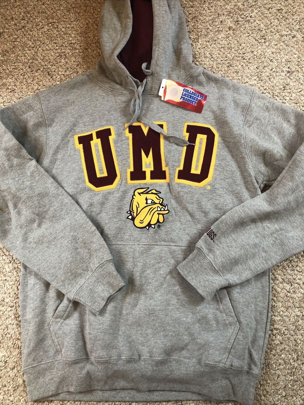 UMD Bulldogs Gray Hoodie Small New with Tags Univ. of Minn-Duluth Collegiate Lic